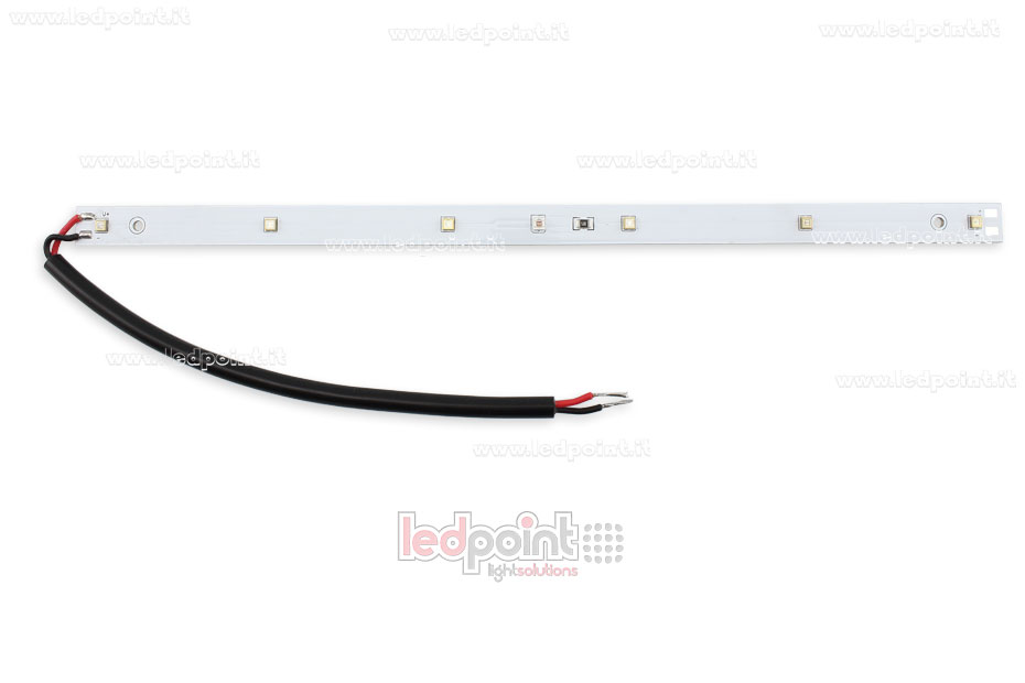 Barre en aluminium 28cm avec 6 LED UV-C 275nm 3535 + 1 LED rouge 660nm 3535, 0,7A max Barre en aluminium 28cm avec 6 LED UV-C 275nm 3535 + 1 LED rouge 660nm 3535, 0,7A max