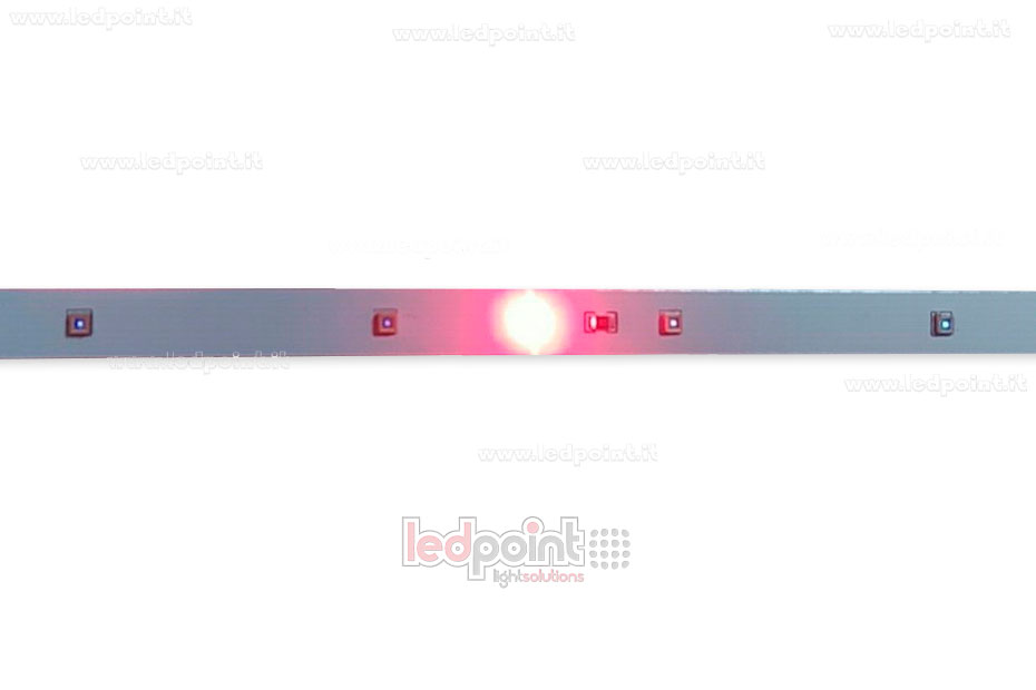 Barre en aluminium 28cm avec 6 LED UV-C 275nm 3535 + 1 LED rouge 660nm 3535, 0,7A max Barre en aluminium 28cm avec 6 LED UV-C 275nm 3535 + 1 LED rouge 660nm 3535, 0,7A max