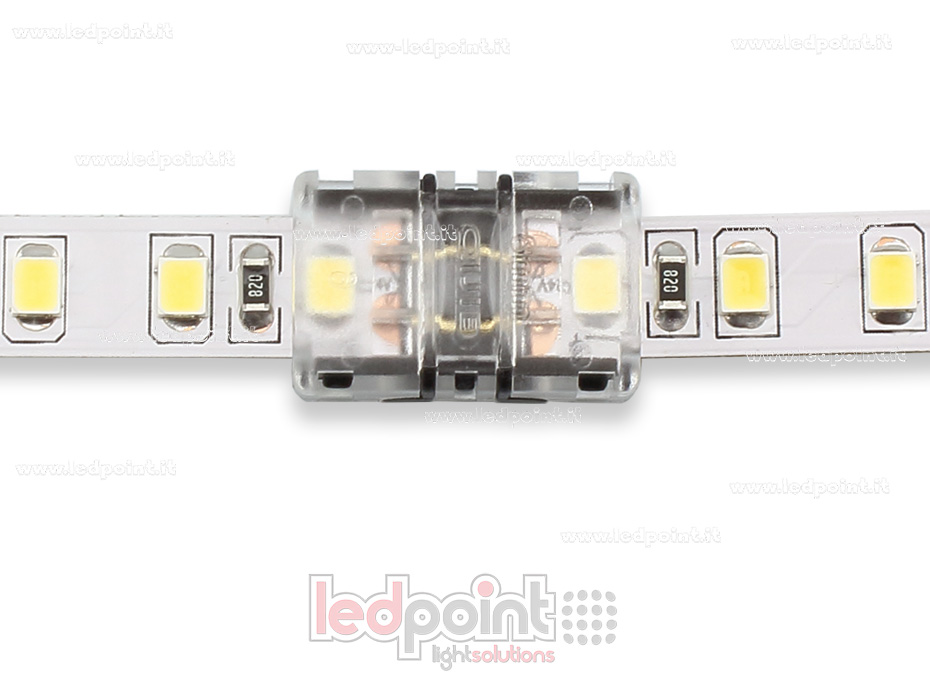 Connecteur transparent pour jonction pour 2835 et 3528 rubans led monochromes (PCB 8mm) Connecteur transparent pour jonction pour 2835 et 3528 rubans led monochromes (PCB 8mm)
