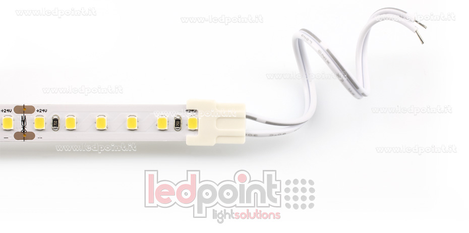 Connecteur pour 2835 et 5050 rubans led monochromes avec 14cm cable (PCB 10mm), version réduite. Parfait pour rubans LED haute densité, jusqu'à 120 LED / mètre