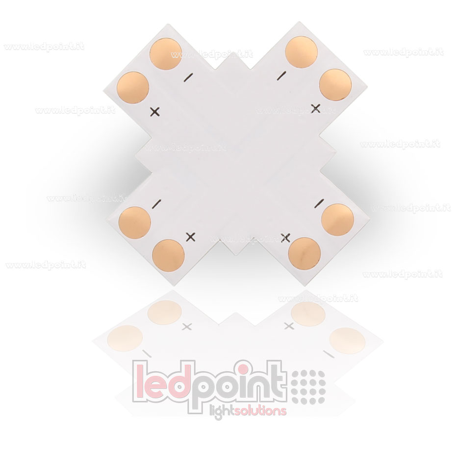 Joint à souder à “X” pour 2835 et 5050 rubans led monochromes (PCB 10mm) Joint à souder à “X” pour 2835 et 5050 rubans led monochromes (PCB 10mm)