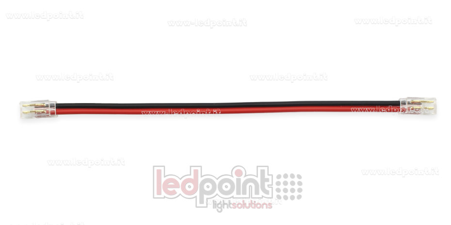 Connecteur double à 2 broches avec câble de 10cm pour rubans LED et COB de 5mm, version réduite Connecteur double à 2 broches avec câble de 10cm pour rubans LED et COB de 5mm, version réduite