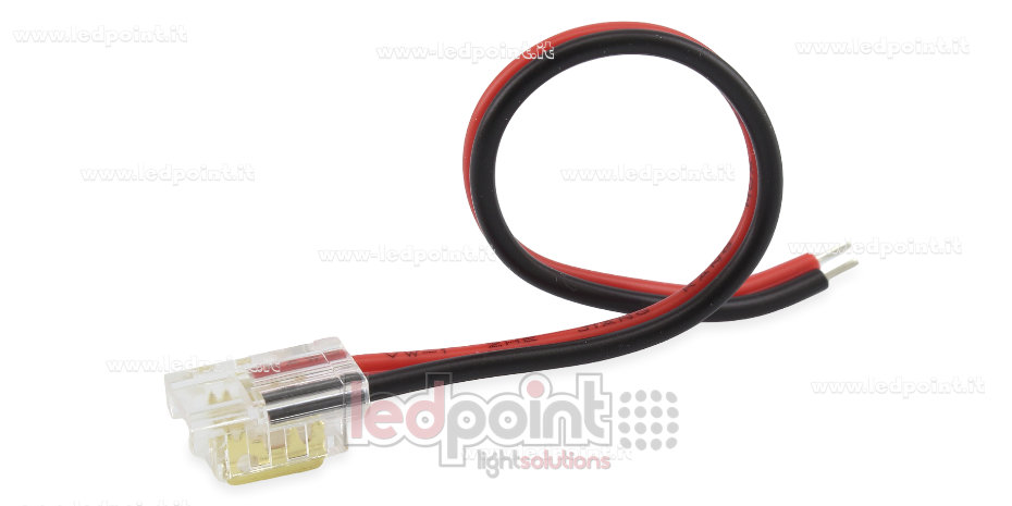 Connecteur avec câble de 10cm, pour rubans LED et COB de PCB 5mm, 2 broches, version réduite transparente Connecteur avec câble de 10cm, pour rubans LED et COB de PCB 5mm, 2 broches, version réduite transparente
