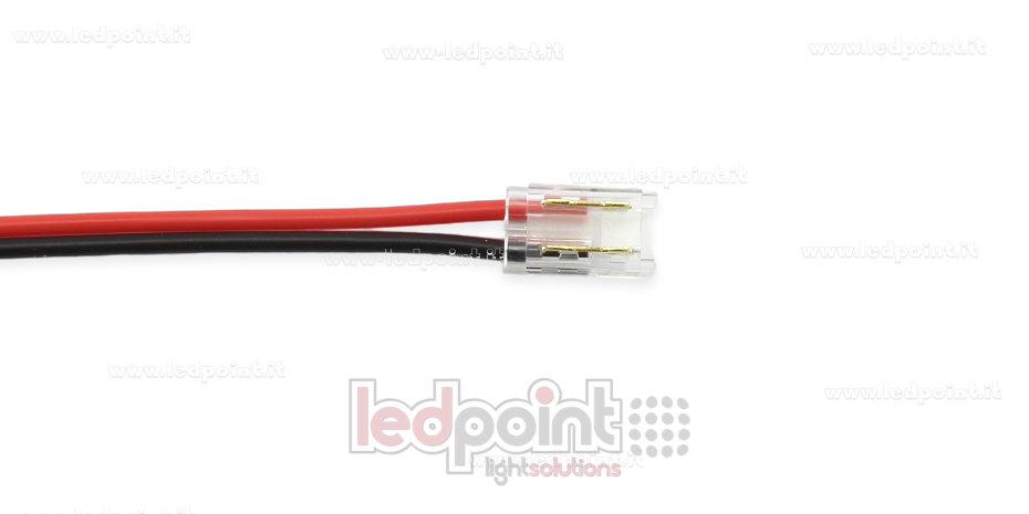 Connecteur avec câble de 10cm, pour rubans LED et COB de PCB 5mm, 2 broches, version réduite transparente Connecteur avec câble de 10cm, pour rubans LED et COB de PCB 5mm, 2 broches, version réduite transparente