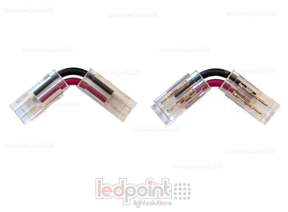 Connecteur en L pour jonction de ruban avec PCB de 5mm e 6mm à 2 broches Connecteur en L pour jonction de ruban avec PCB de 5mm e 6mm à 2 broches