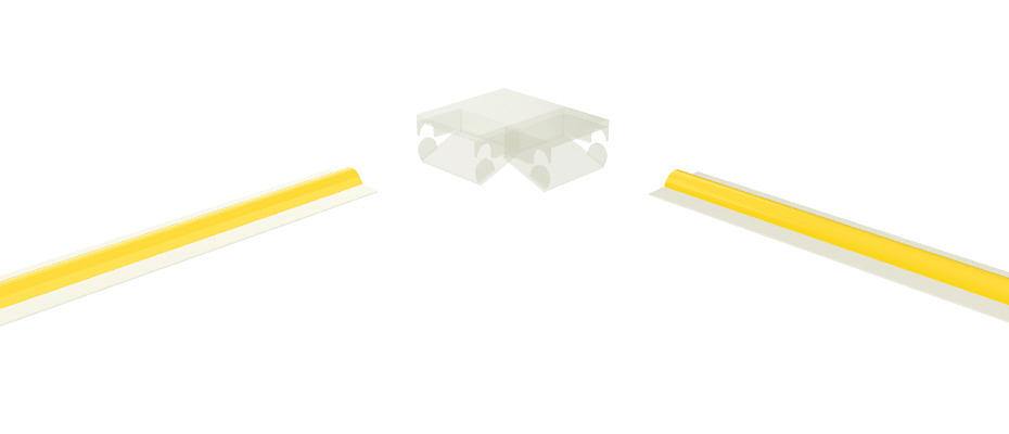 Connecteur transparent en L pour jonction de ruban et COB avec PCB de 8mm à 2 broches