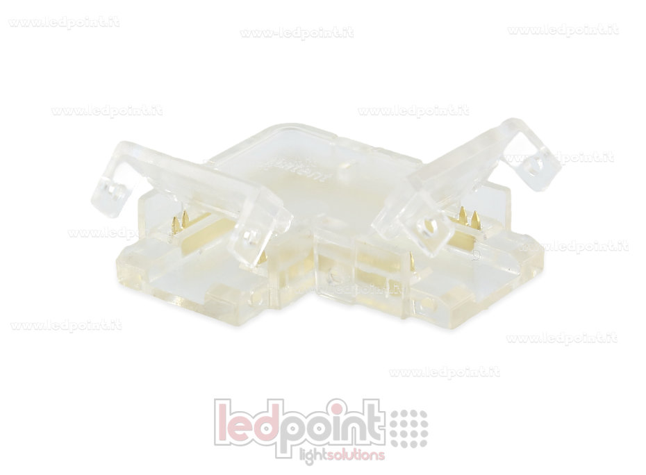 Connecteur transparent en L pour jonction de ruban et COB avec PCB de 10mm à 2 broches Connecteur transparent en L pour jonction de ruban et COB avec PCB de 10mm à 2 broches