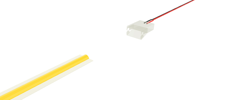 Connecteur avec câble de 10cm, pour rubans LED et COB de PCB 8mm, 2 broches, version réduite transparente