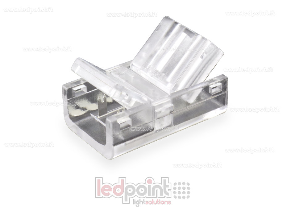 Connecteur pour rubans LED et COB de PCB 10mm, 2 broches et cableo, version réduite transparente Connecteur pour rubans LED et COB de PCB 10mm, 2 broches et cableo, version réduite transparente