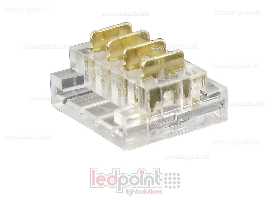 Connecteur transparent pour raccorder des rubans LED à un circuit imprimé de 10 mm, 4 broches Connecteur transparent pour raccorder des rubans LED à un circuit imprimé de 10 mm, 4 broches