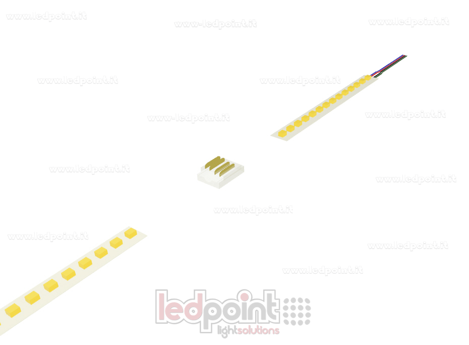 Connecteur transparent pour raccorder des rubans LED à un circuit imprimé de 10 mm, 4 broches Connecteur transparent pour raccorder des rubans LED à un circuit imprimé de 10 mm, 4 broches