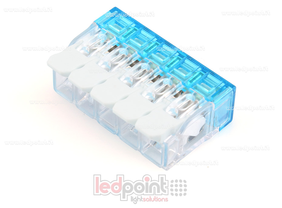 Joint rapide 5 fils à levier pour câbles 22-12 AWG (0,2-3,3 mm2) câbles Joint rapide 5 fils à levier pour câbles 22-12 AWG (0,2-3,3 mm2) câbles