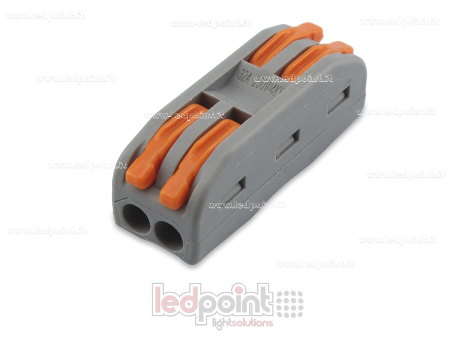 Connecteur rapide à 2 fils à levier pour câbles 32 A 250 V (0,2-2,5(4,0) mm²) Connecteur rapide à 2 fils à levier pour câbles 32 A 250 V (0,2-2,5(4,0) mm²)