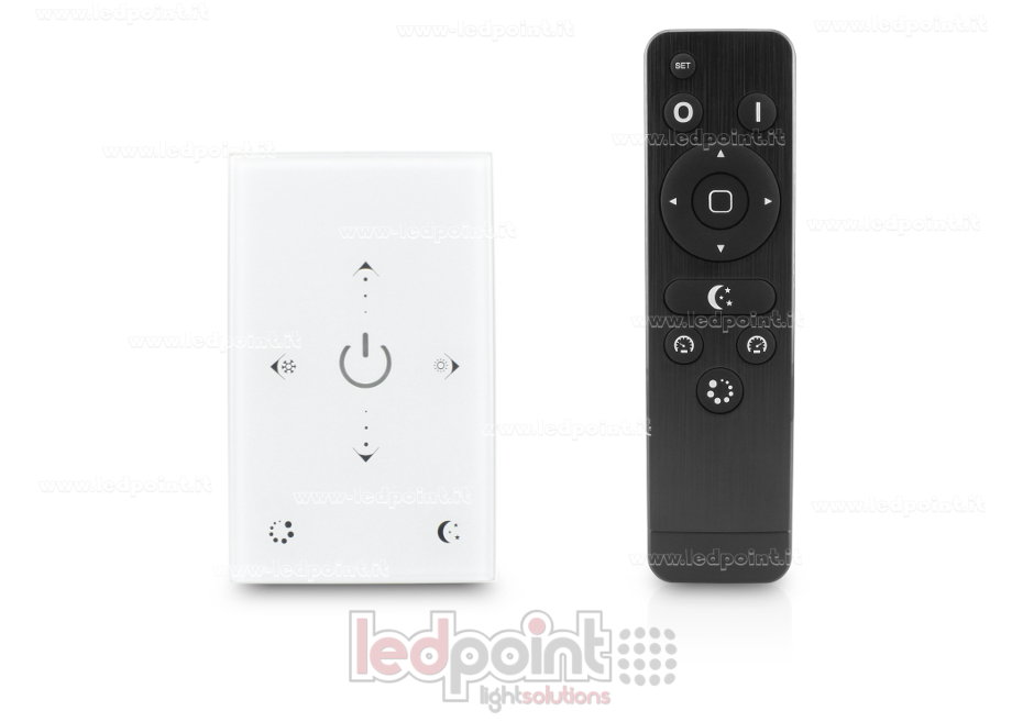 Dimmer CCT (tonalità del bianco) RF da parete, scatola 503, con telecomando 2.4 GHz 12/24V 2ch*4A CT-CCT-082-RF245 Dimmer CCT (tonalità del bianco) RF da parete, scatola 503, con telecomando 2.4 GHz 12/24V 2ch*4A CT-CCT-082-RF245