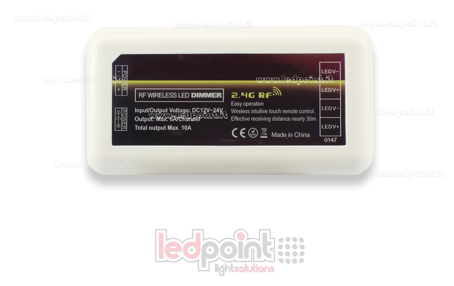 Récepteur variateur RF tactile 4 zones 2.4GHz 12/24V max. 10A CT-MON-122-RF241v2C