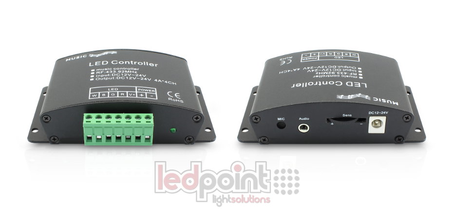 Controller RGBW audio, RF 433 MHz, 12/24 V, 4ch*4A CT-RGBWA-162-RF4335