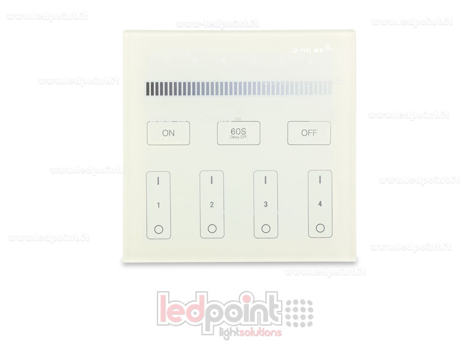 Telecomando da parete 86x86mm monocromatico 4 zone RF2.4G CTR-MON-P8640-RF241