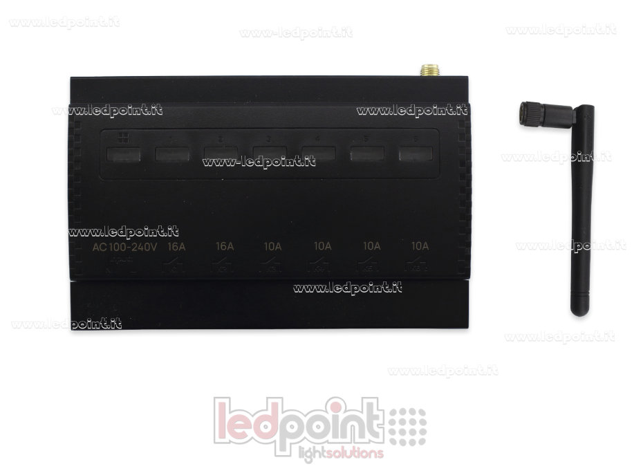 Contrôleur à 6 canaux (2*16A +4*10A) avec contact sec, 4*500W+2*1000W, 220V, RF 433MHz Contrôleur à 6 canaux (2*16A +4*10A) avec contact sec, 4*500W+2*1000W, 220V, RF 433MHz