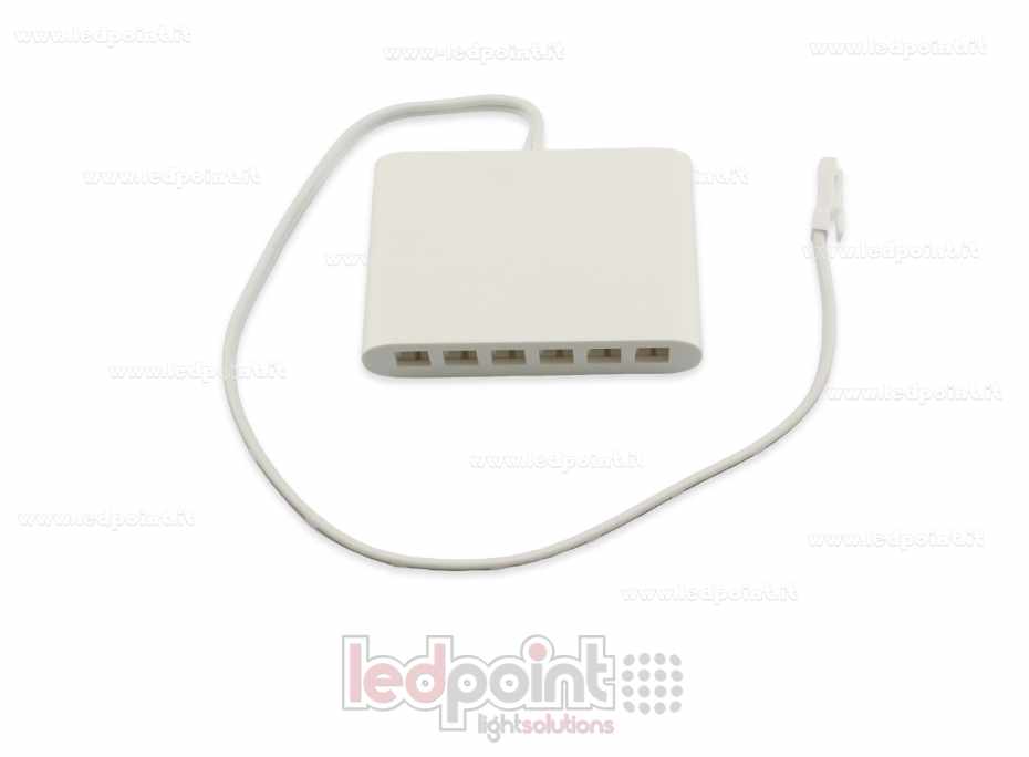 Variateur monochrome 12/48 V avec boîtier de distribution à 6 canaux, max. 3 A, RF 433 MHz Variateur monochrome 12/48 V avec boîtier de distribution à 6 canaux, max. 3 A, RF 433 MHz