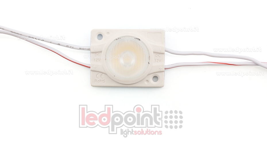 Module led 3030 Philips 2,4W 12V, blanc chaud 2700-3300K, IP65 avec lentille 18°*45° Module led 3030 Philips 2,4W 12V, blanc chaud 2700-3300K, IP65 avec lentille 18°*45°