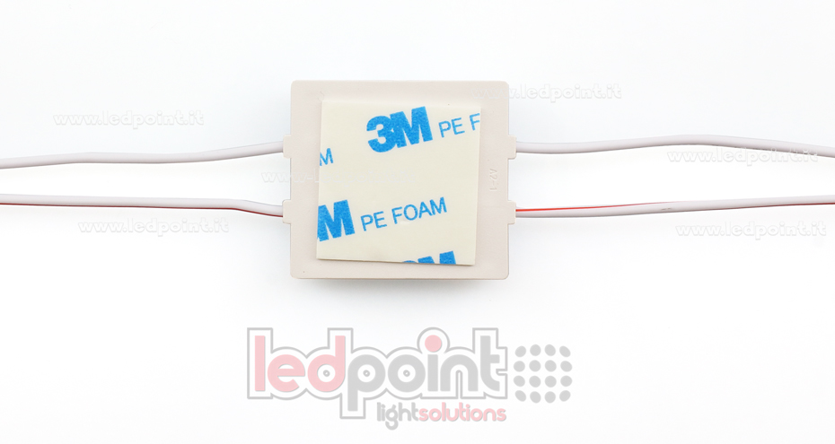 Module 4 led 2835, 1,44W 24V, blanc chaud 3000K, IP65 avec lentille 175°