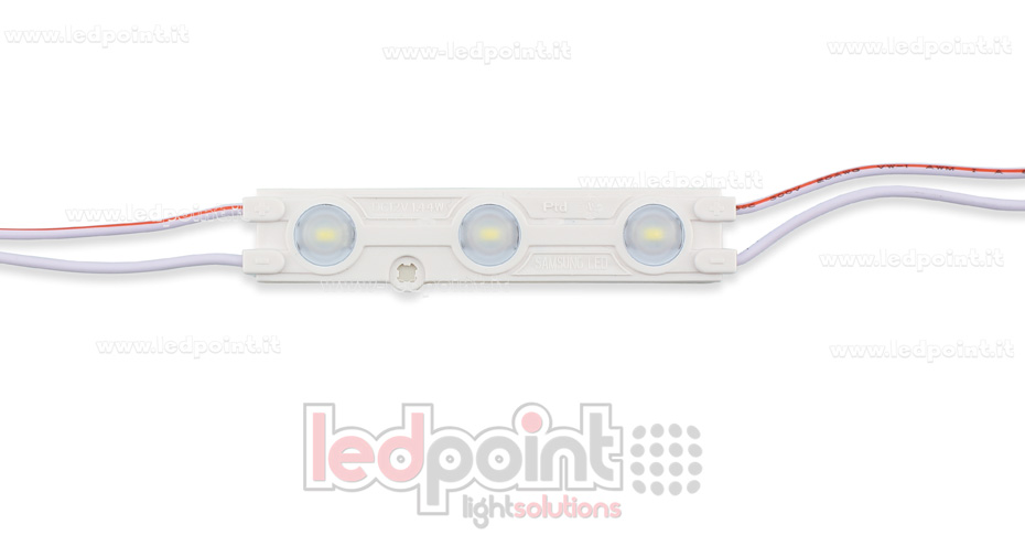 Module 3 led 5630, 1,44W 12V, blanc froid 6000-6500K, IP65 avec lentille 160° ModD-600-0361/1.44