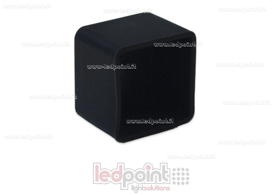 Embout terminal noir avec sortie frontale du câble d'alimentation pour Led Neon Flex 16x16mm Embout terminal noir avec sortie frontale du câble d'alimentation pour Led Neon Flex 16x16mm