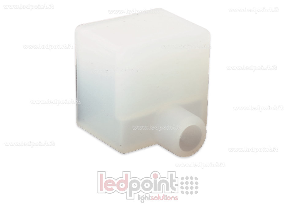 Embout terminal avec sortie frontale du câble d'alimentation pour Led Neon Flex 20x20mm Embout terminal avec sortie frontale du câble d'alimentation pour Led Neon Flex 20x20mm