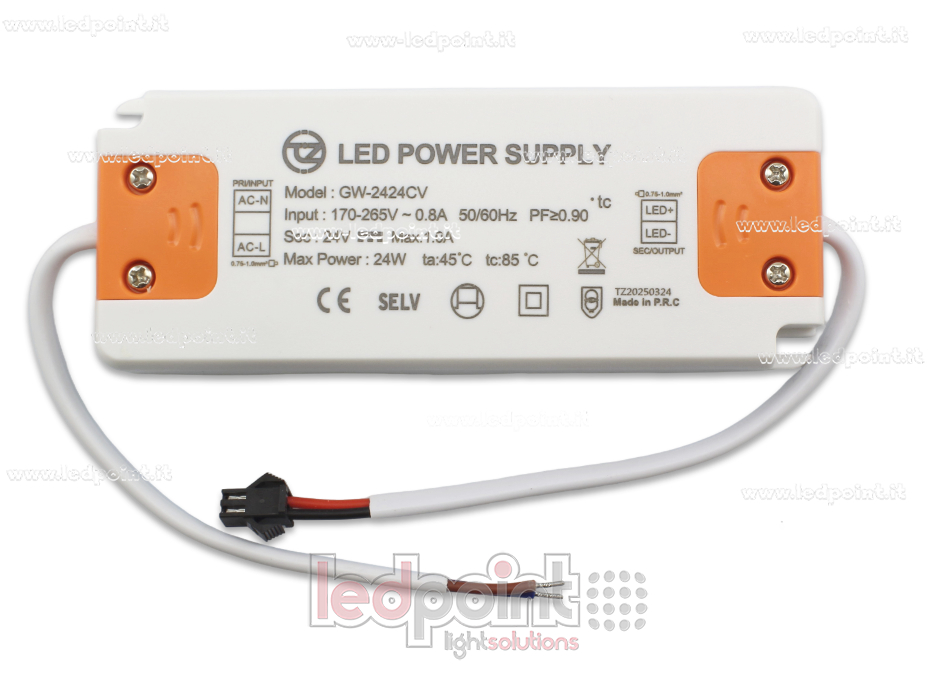 Transformateur ultra thin 24W 24V avec câbles Transformateur ultra thin 24W 24V avec câbles