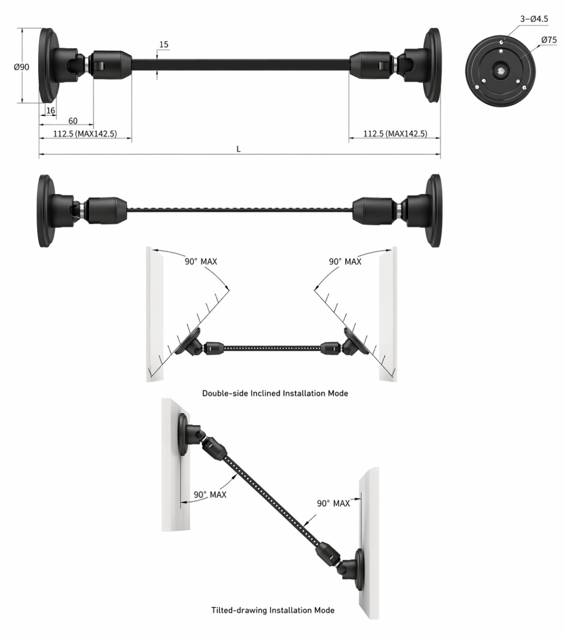 Bande profilée flexible en acier noir pour rubans LED, 20m Bande profilée flexible en acier noir pour rubans LED, 20m