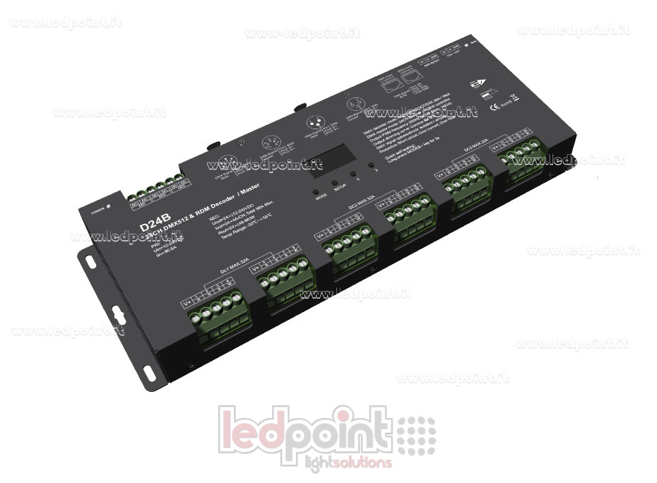 Décodeur DMX512 24 canaux avec affichage OLED, 4A par canal, entrée 12-24V DC