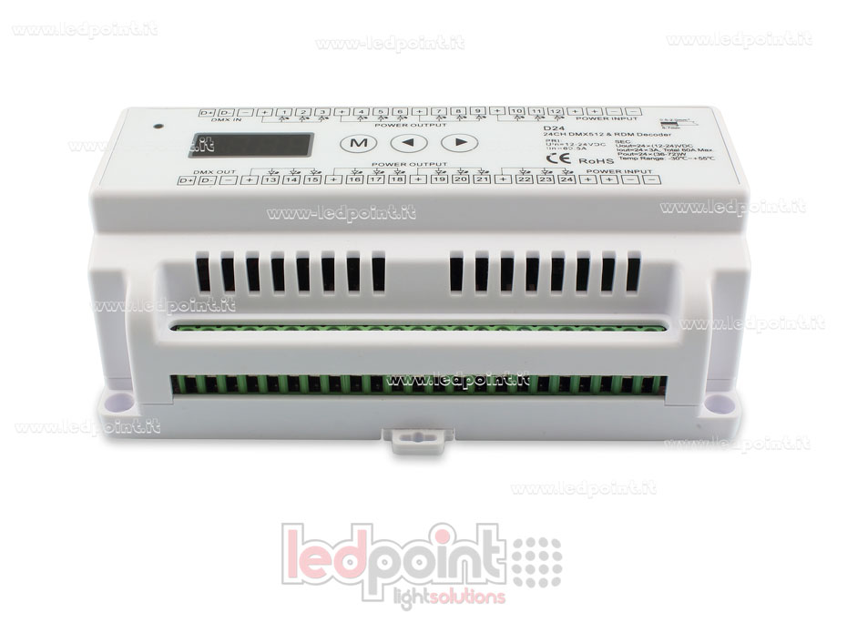 DMX 512 décodeur, 24 canaux 3A chacun, tension 12-24V DC DMX 512 décodeur, 24 canaux 3A chacun, tension 12-24V DC