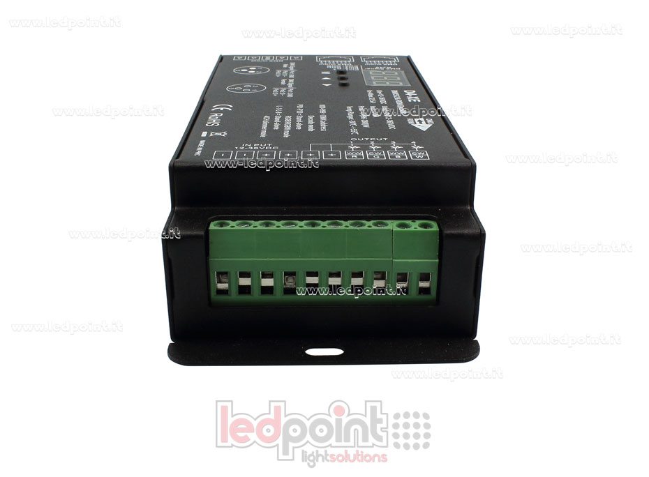 DMX 512 & RDM décodeur, 5 canaux 6A chacun, tension 12-24V DC, XLR3 e RJ45 DMX 512 & RDM décodeur, 5 canaux 6A chacun, tension 12-24V DC, XLR3 e RJ45