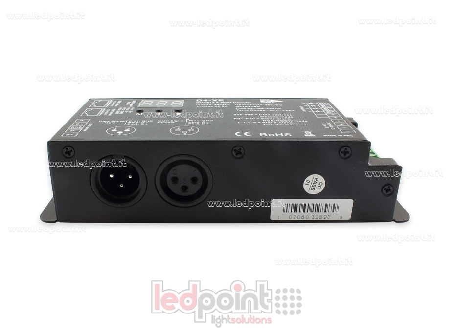 DMX 512 & RDM décodeur, 4 canaux 8A chacun, tension 12-36V DC, XLR3 e RJ45