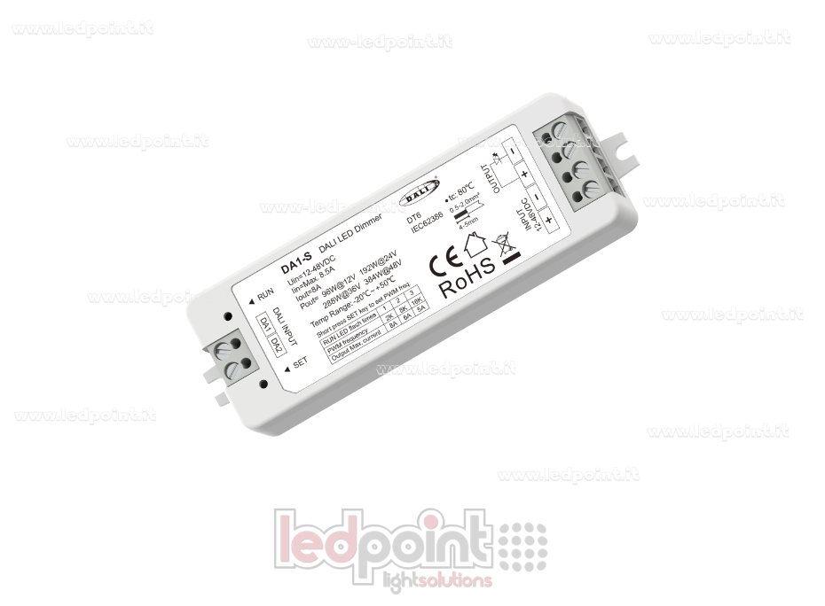 Variateur DALI-2, 1 Canal 8A, 12-48V DC, Tension Constante Variateur DALI-2, 1 Canal 8A, 12-48V DC, Tension Constante