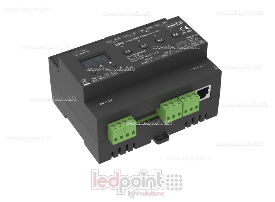 Décodeur DALI/DMX, 4 canaux de 8A, 100–240 V CA Décodeur DALI/DMX, 4 canaux de 8A, 100–240 V CA