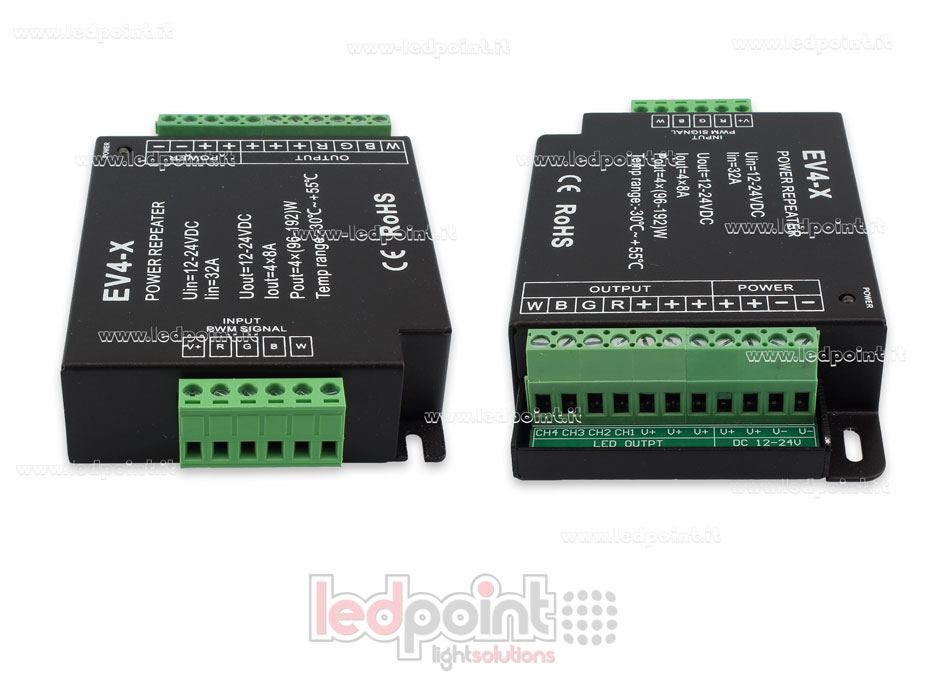 RGBW amplificateur de signal 12-24V 32A (4 canaux de 10A)