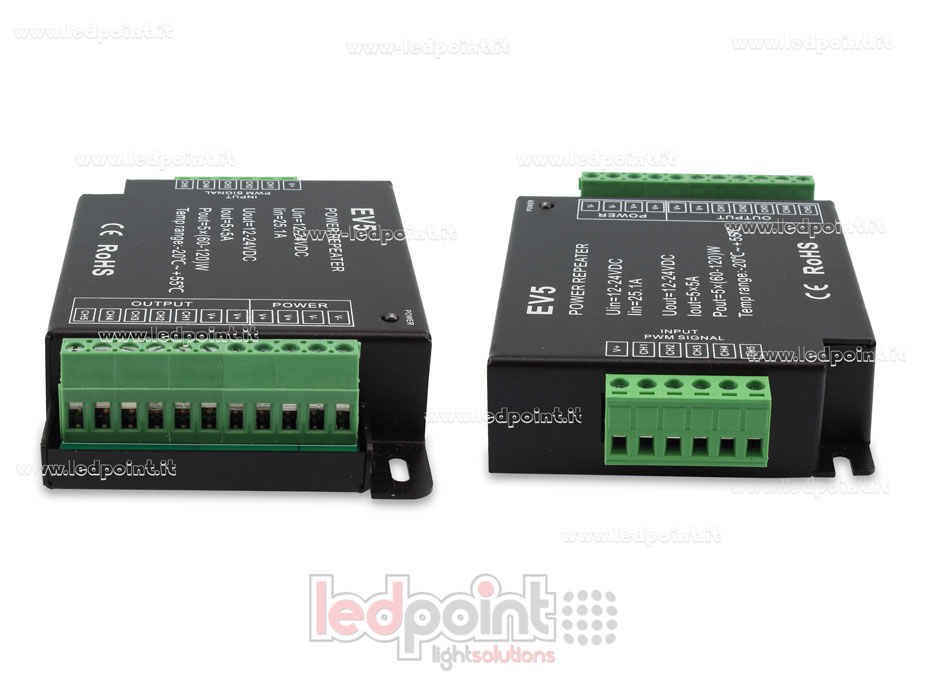 RGBCCT amplificateur de signal 12-24V 25A (5 canaux de 5A) RGBCCT amplificateur de signal 12-24V 25A (5 canaux de 5A)