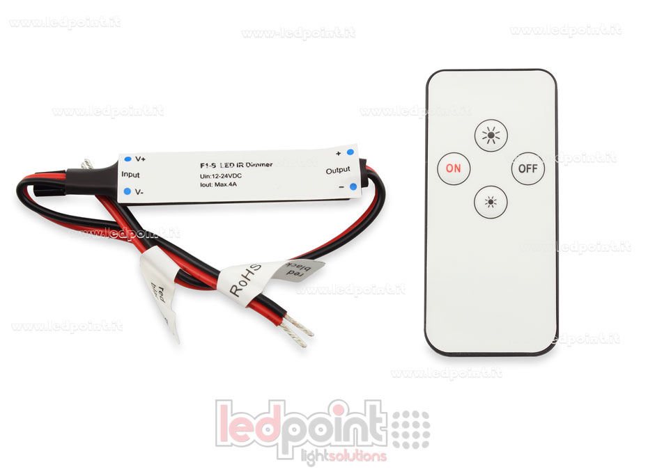 Récepteur variateur mini IR monochromatique avec télécommande 12/24V, 1ch 4A/CH
