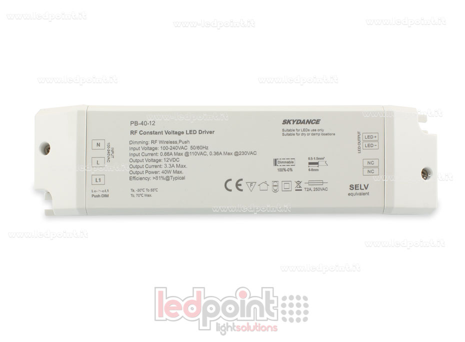 Transformateur 40W 12V Wireless, Push-Dim SkyDance