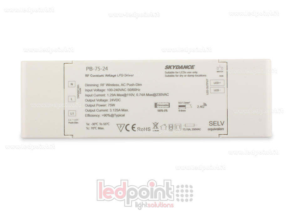 Transformateur 75W 24V  Wireless, Push-Dim SkyDance