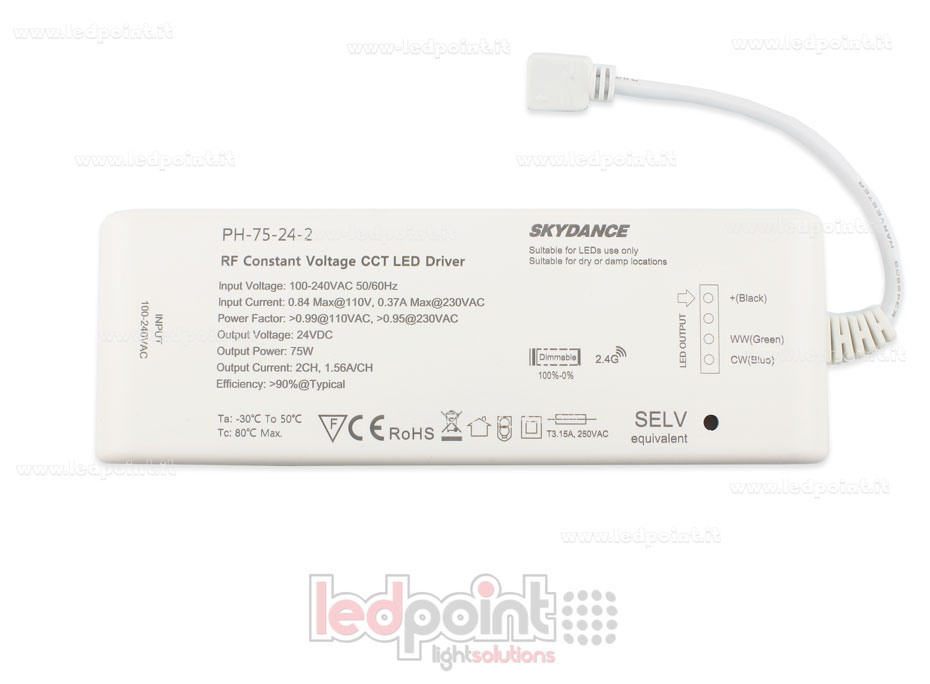 Transformateur 75W 24V, 2 canaux, Wireless SkyDance