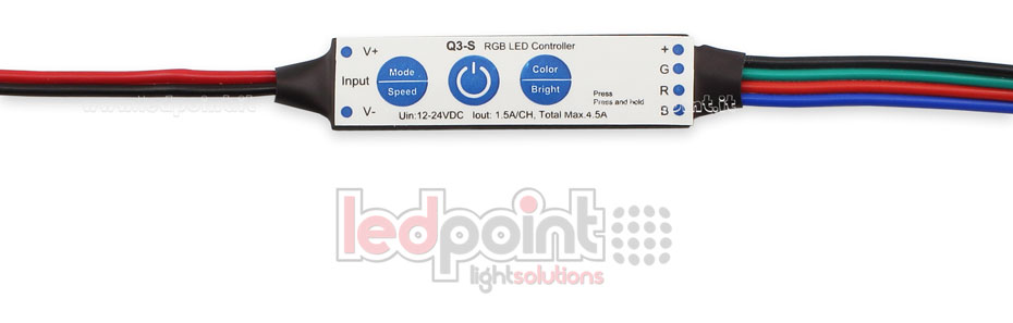 Récepteur variateur mini RGB 12/24V, 3ch 1.5A/CH 3 touches pas RF Récepteur variateur mini RGB 12/24V, 3ch 1.5A/CH 3 touches pas RF