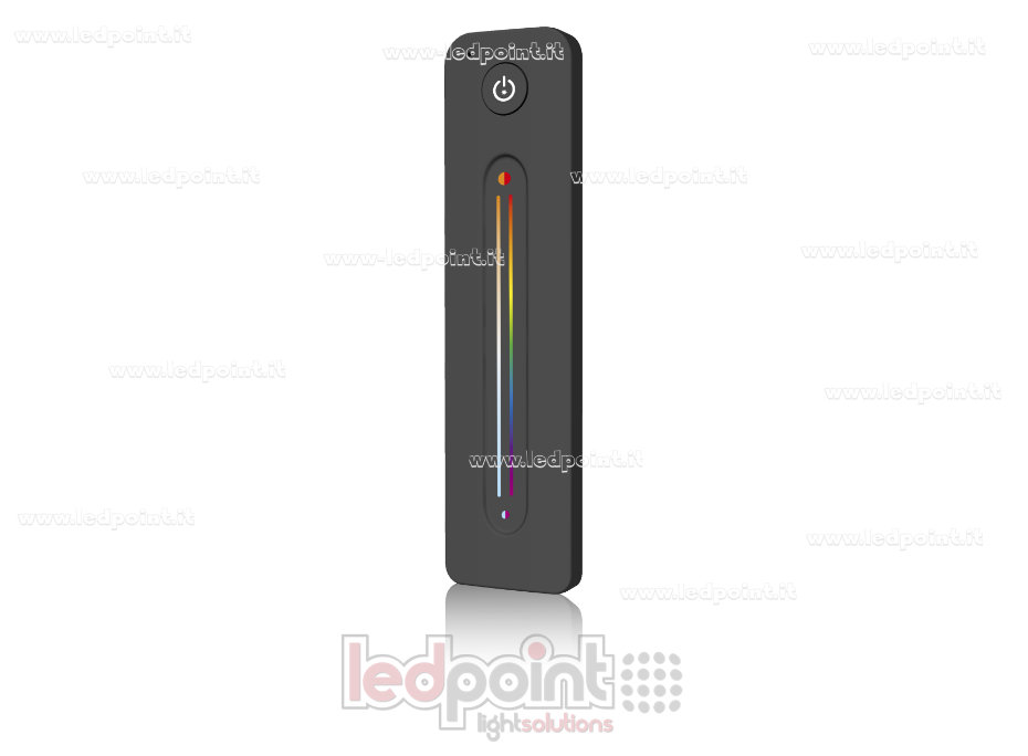 Télécommande ultra-mince RGB+CCT avec curseur tactile, mono-zone, noire avec aimant arrière, RF 2.4GHz Télécommande ultra-mince RGB+CCT avec curseur tactile, mono-zone, noire avec aimant arrière, RF 2.4GHz