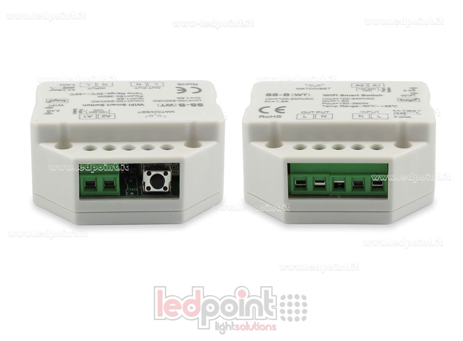 Contrôleur monochromatique 100-240VAC, on/off, non dimmable, 1.5A, push switch, WiFi, RF 2.4G, pour boîte murale Contrôleur monochromatique 100-240VAC, on/off, non dimmable, 1.5A, push switch, WiFi, RF 2.4G, pour boîte murale