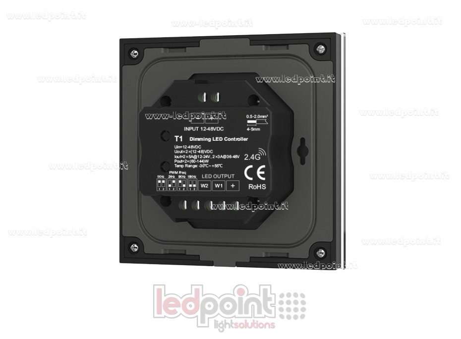 Contrôleur et télécommande murale noire monochrome tactile 4 canaux*3 A, 12-24 V CC, RF 2,4 GHz