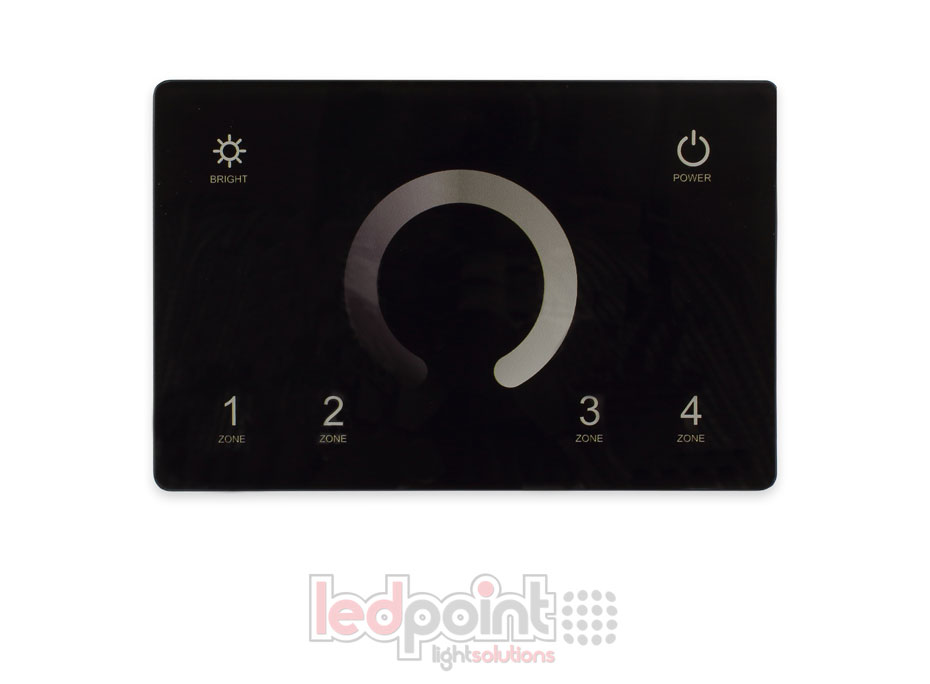 Master DMX et télécommande monochromatique  RF murale, noire, 4 zones, 120x80mm par boîte 503