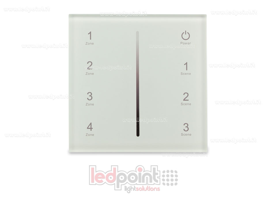 Master DMX et télécommande murale 86x86mm monocouleur 4 zones 3 scenes RF2.4G Master DMX et télécommande murale 86x86mm monocouleur 4 zones 3 scenes RF2.4G