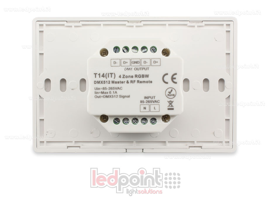 Télécommande maître RGBW 4 zones blanc murale RF2.4G + DMX512 120*80 par boîte 503