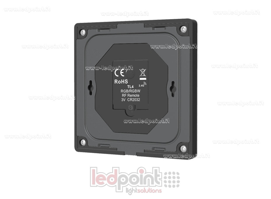 Télécommande murale RGB/RGBW à piles, noire, 4 zones RF 2,4 GHz Télécommande murale RGB/RGBW à piles, noire, 4 zones RF 2,4 GHz
